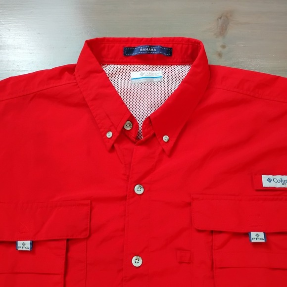 Columbia PFG Shirt Mens 2XL Red Short Sleeve Button Down Fishing Omni Shade - Picture 1 of 13